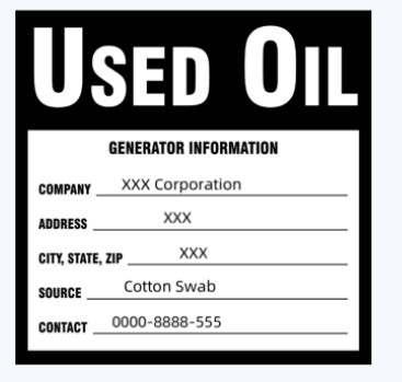 Etykieta odpadów niebezpiecznych używanych oleju olejowego przykład.png
